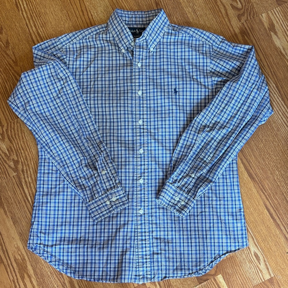 Polo by Ralph Lauren Classic Fit Blue & White Checked Button-Down Shirt
